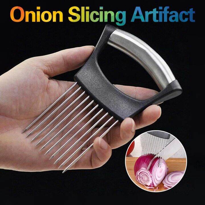 steel-onion-needle-with-cutting-safe-aid-holder-easy-slicer-cutter-tomato-safe-fork-handheld-kitchen-chopper-vegetable-cutter