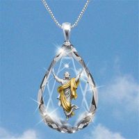 Drop-Shaped Crystal Jesus Pendant Necklace Women 39;s Necklace New Fashion Metal Christian Religious Amulet Accessory Party Jewelry