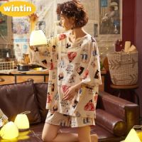 Wintin Pajamas Womens Summer Loose plus Size Sweet Cute Student Short Sleeve Shorts Can Be Worn outside Korean Style Homewear Suit