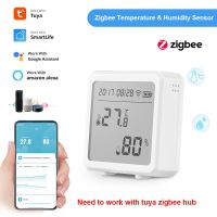 Tuya Zigbee สมาร์ทเซ็นเซอร์อุณหภูมิและความชื้นที่มีหน้าจอแอลซีดีจอแสดงผลดิจิตอลเครื่องวัดอุณหภูมิไร้สายทำงานร่วมกับ Alexa