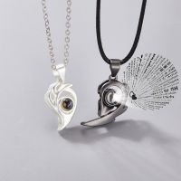 Set of Fashion Magnetic Heart Couple Necklace For Women Men I Love You 100 Languages Projection Necklace love couple jewelry