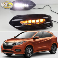 SNCN 2ชิ้น12โวลต์รถ DRL LED Daylights สำหรับฮอนด้าเอชอาร์วี HR-V Vezel 2019 2020ไดนามิกสัญญาณไฟเลี้ยวสีเหลืองเปิดไฟหน้ารถเวลากลางวัน