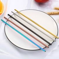 Colorful 304 Stainless Steel Straws Reusable Straight Bent Metal Drinking Straw With Cleaner Brush Set Party Bar Accessory Specialty Glassware