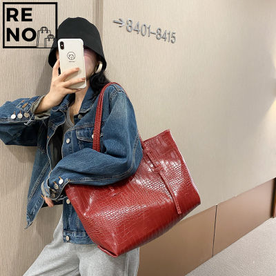 สุภาพสตรีกระเป๋าทรงสี่เหลี่ยมมีหูหิ้วสะพายไหล่ขนาดใหญ่ความจุ2021เกาหลีใหม่แฟชั่นจระเข้อินเทรนด์รูปแบบแบบหนังงูตกแต่งกระเป๋าสะพายไหล่อเนกประสงค์และ Simple กระเป๋าถือดีไซเนอร์ Pu หนังเดินทางโรงเรียนทำงานกระเป๋าแบบหนีบแขน