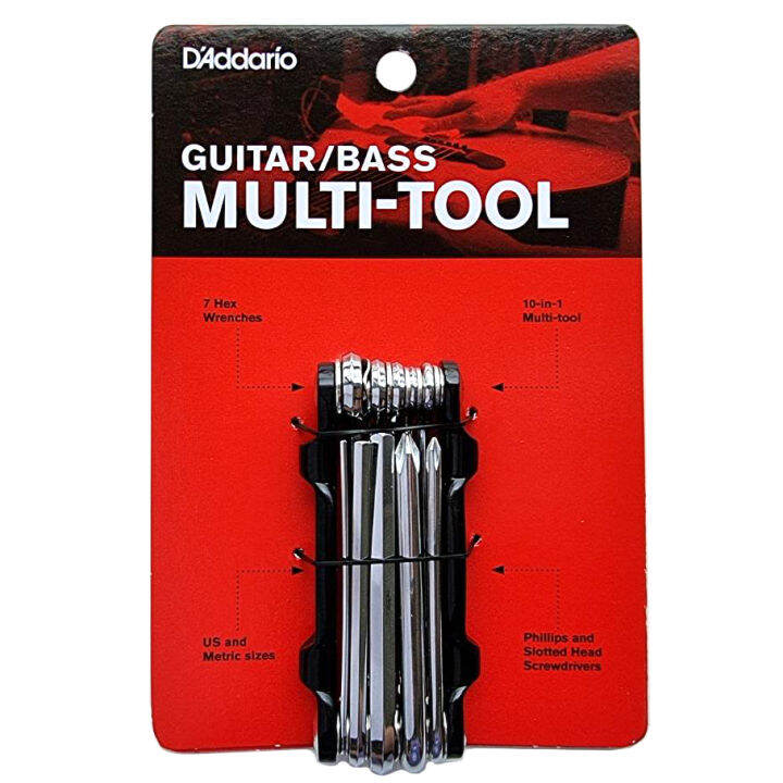 D'Addario® Guitar/Bass 10in1 Multi Tool ชุดประแจขันสำหรับกีตาร์ไฟฟ้าและ