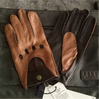 Mens Genuine Leather Gloves Male Breathable Fashion Classic Goatskin Unlined Thin Spring Summer Driving Mittens TB15