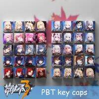 （Miss qis keycap）Honkai Impact 3คีย์,ตัวครอบปุ่มคีย์บอร์ดระเหิดย้อมสี PBT สำหรับ MX SWITCH เชอร์รี่โปรไฟล์การ์ตูน Keycap R4ความสูง4ปุ่ม/ชุด