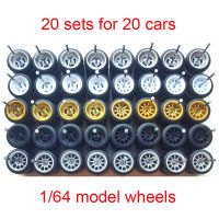 20ชุด (untuk 20 Kereta) 164 Roda Kereta Aloi dengan Tayar Getah (Saiz 11Mm) สำหรับรุ่น1:64 Match Doka HW รุ่น Kereta