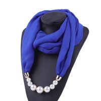 Solid Color Soft Chiffon Necklace Pendant Ring Scarf Hijab Multi style Decorative Fashion Scarf Turban Hair Accessorie Wholesale