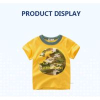 Boys Dinosaur Cartoon Printed T-Shirts Childrens Summer Cotton Shirt Kid Top Clothes