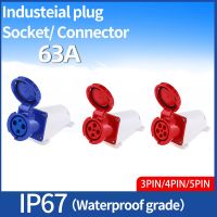 Waterproof Industrial Plug3/4 /5 Pin dustproof socket IP67 Male and Female 63A Mounted industrial socket 380V 415V Power Points  Switches Savers Power