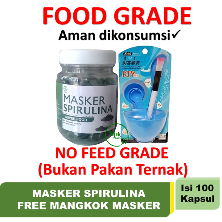 Masker Spirulina Herbal Alami Isi 100 Kapsul Gratis Rainbow Mangkok