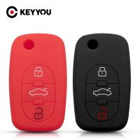 {Lili Car product} KEYYOU For Audi A2 A3 A4 S3 S4 RS6 S6 A8 Tt 3ปุ่มเคสซิลิโคนกุญแจรถแบบพับพับได้