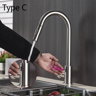 FMHJFISD Sensor Kitchen Faucets Black Smart Touch Inductive Sensitive Faucet Mixer Tap Single Handle Dual Outlet Water Modes