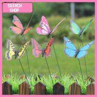 SQXRCH SHOP 15PCS/Random Color DIY ตกแต่งสนามหญ้า ลาน สีจำลอง ผีเสื้อปลอม ผีเสื้อประดิษฐ์พร้อมแท่ง ตกแต่งสวน