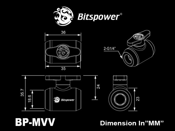 fitting-อุปกรณ์ประกอบชุดน้ำ-bitspower-matt-black-mini-valve-with-black-handle