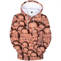 Sudadera con capucha con estampado 3D de Nicolas Cage para hombre y mujer, ropa de calle informal divertida, abrigos superiores a la moda, invierno, novedad de 2023