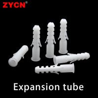 100Pcs 6/8/10/12mm Plastic Tube Expansion Wall Anchors Plugs Fasteners Nylon Carbon Steel Self-Tapping Screw Bolt Ribbed Nails Screws Fasteners