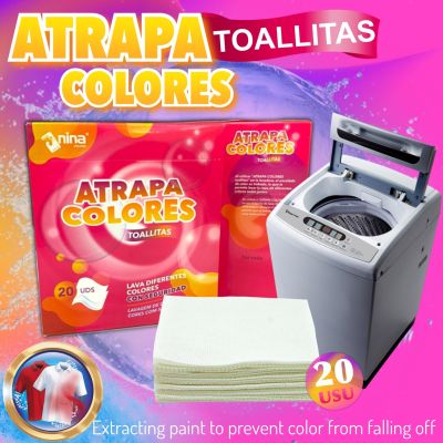 แผ่นซักผ้าดูดซับสีกันสีตกใส่ผ้า แผ่นซักผ้าสีตก  แผ่นกันผ้าสีตก 1กล่อง มี 20แผ่น แผ่นซักผ้า แผ่นกันสีตก แผ่นซับกันสีตก