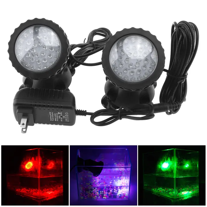 2pcs Color Changing Pond Lights IP68 RGB Spotlight Underwater 36LEDs