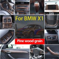 For BMW X1 X2 F47 F48 2016-2022 ABS Pine Wood Grain Car Center Control Panel Stee Wheel Door Trim Sticker Car Essories