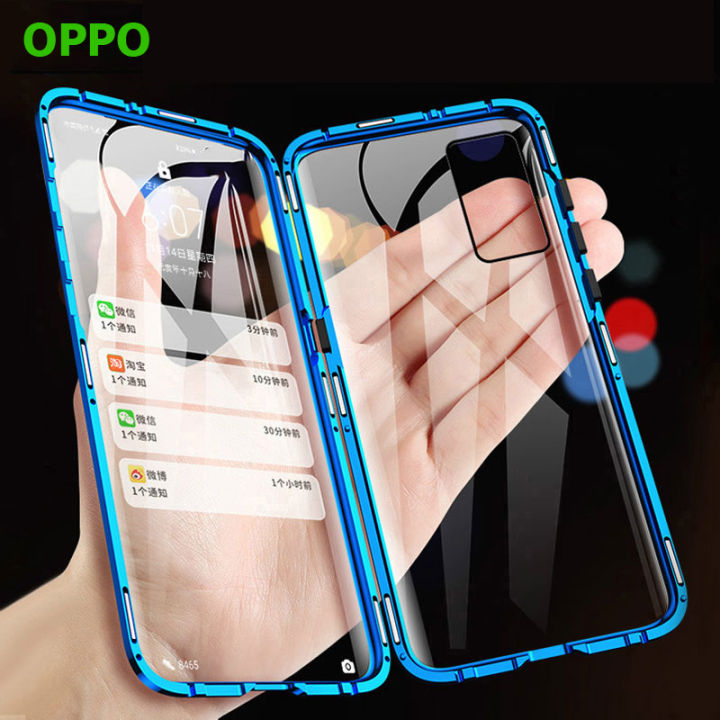 360° Magnetic Metal Phone Case For OPPO A78 5G Dual-Sided Tempered Glass  Cover