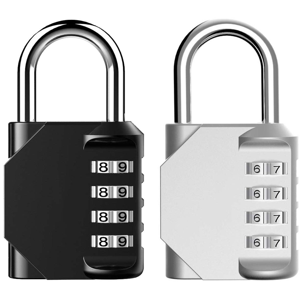 School and Employee Locker Combination Lock of 4 Digit 10000 Combinations for Outdoor or Indoor Gym Fence-2 Packs Black Padlock 40 MM Sports 