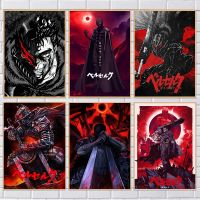 ✉ตัวการ์ตูน Anime Berserk วินเทจญี่ปุ่นภาพพิมพ์ศิลปะผนังโปสเตอร์ผ้าใบโปสเตอร์อะนิเมะโปสเตอร์ห้องเล่นเกมสำหรับบ้าน