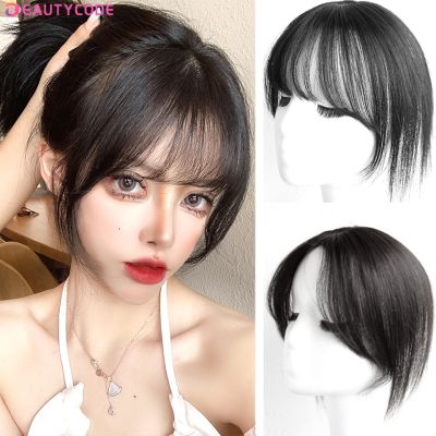 BeautyEnter Synthetic hair Bangs Hair Extension Fake Fringe Natural hair clip on bangs Light Brown HighTemperature wigs