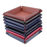 Creative PU Leather Valet Trinket Folding Tray Collapsible Phone Key Wallet Coin Desktop Storage Sundries Box Organizers