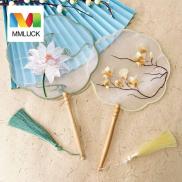 MMLUCK Handheld Chinese Style Fan with Tassels Chinese Style Embroidery