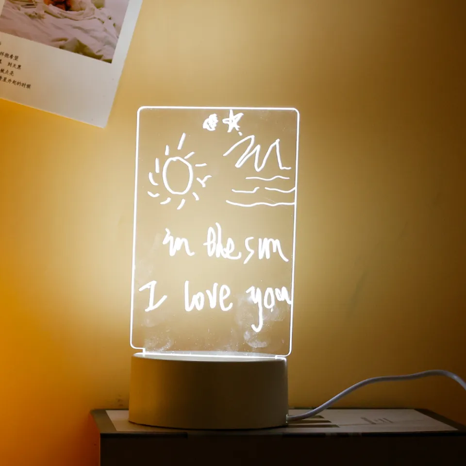 LED Light Creative Note Board Decoration Night Lamp USB Message Board With  Pen