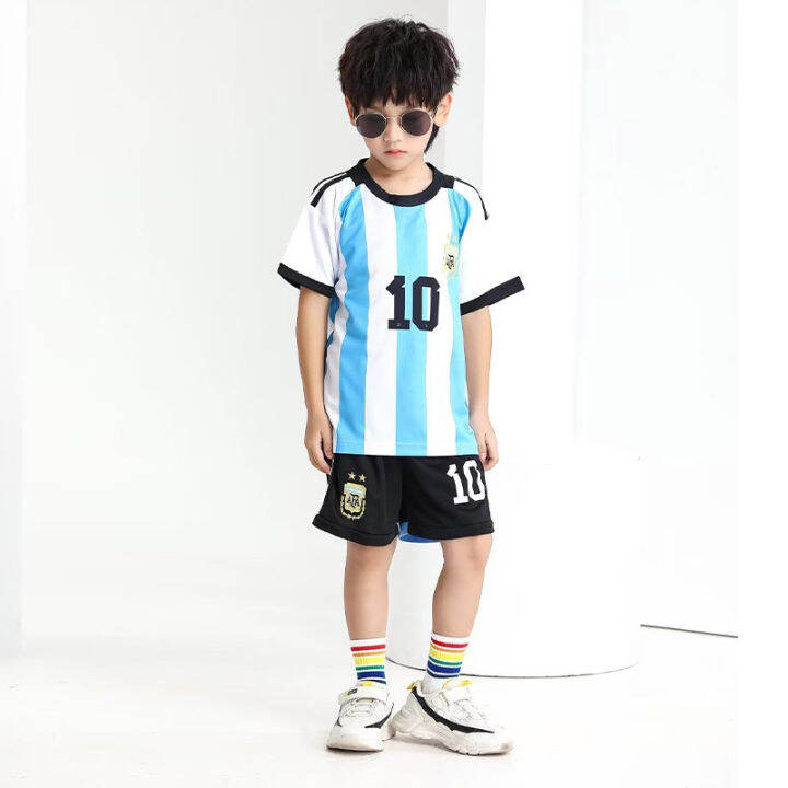 amila-เสื้อบอล-argentina-home-no-10-messi-เสื้อฟุตบอลทีมชาติเสื้อฟุตบอลเด็กพิมพ์ดิจิตอล-เสื้อฟุตบอลโลกเด็ก