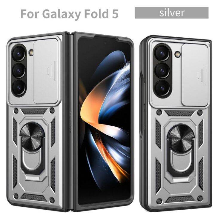 สำหรับ-samsung-galaxy-z-fold5-fold4พับได้5-4-zfold5-zfold4-zfold-5g-ฝาหลังเคสใส่โทรศัพท์เคสกันกระแทกมือถือที่ยึดแหวนหน้าต่างเลื่อนได้เคสป้องกันกล้อง