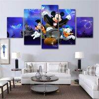 Mickey Mouse และ Donald Duck Canvas Wall Art-5ชิ้นชุดการ์ตูนโปสเตอร์และภาพพิมพ์สำหรับห้องนั่งเล่นตกแต่งบ้าน