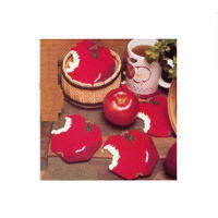 1 set, 3D embroidery kit, 3D cross stitch apple bite coaster placemat kit