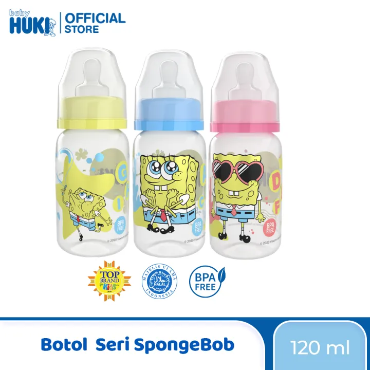 (CI0330) HUKI Botol PP SP Round 120 ml SO - Spongebob