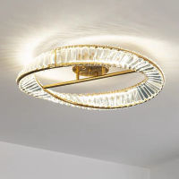 Möbius strip Ceiling Light Crystal Rings Ceiling Lamp 3 Color Temperatures in One Gold Lighting Fixture Indoor Diamond Luster