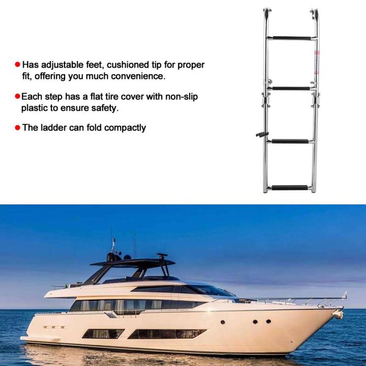 คุณภาพสูง-บันไดสแตนเลส-4-ขั้นพับบันไดสองขั้น-telescopic-boat-ladder-pontoon