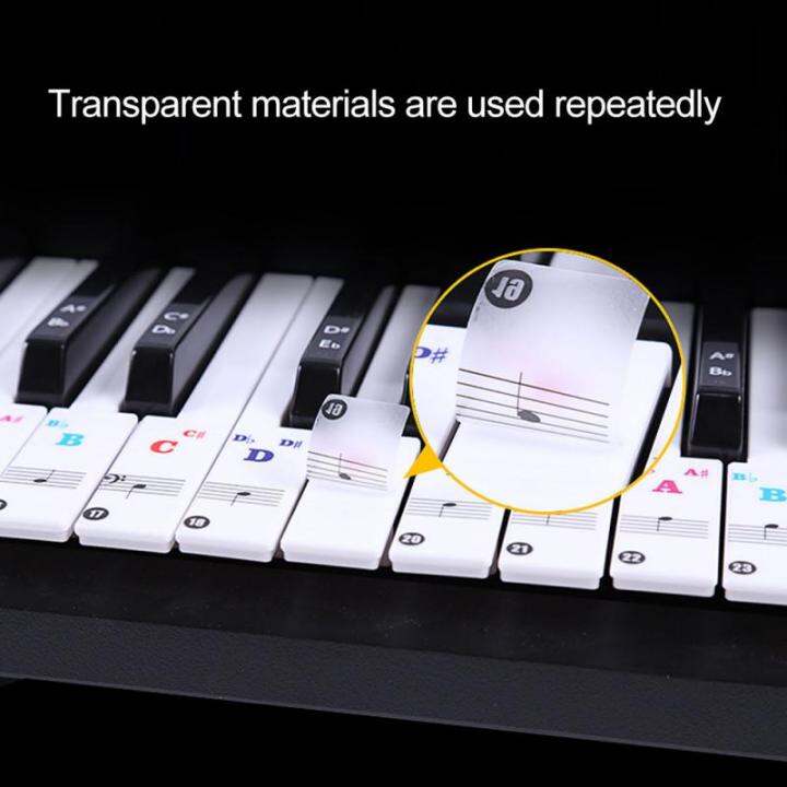 Transparent Detachable Removable Music Decal Notes Color Piano Keyboard