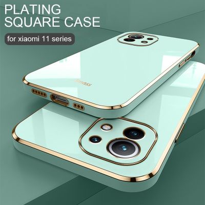 Luxury Plating Square Frame Phone Case For Xiaomi Mi 11 Lite 5g On Xiomi 11lite 4g 11i Mi11 i Xiaomi11 Ultra Soft Silicone Cover