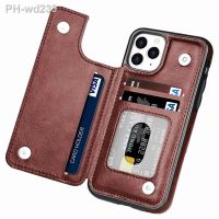 Retro PU Flip Leather Cover For iPhone 14 13 12 11 Pro Max Mini SE X XR XS Max 8 7 6 6S Plus Wallet Card Holder Slots Case