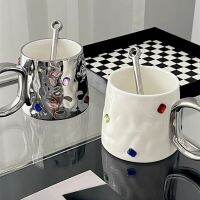 INS High End ออกแบบเฉพาะกลุ่มเซรามิกสไตล์สาวฮอตแก้วกาแฟแก้วน้ำแก้วคู่รักช้อนฟรี Q7KD