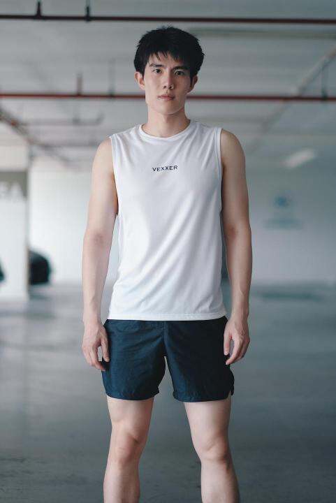 vexxer-running-tanktop-m01-สีขาว-เสื้อกีฬา-แขนสั้น-เสื้อยืด-เสื้อวิ่ง-ออกกำลังกาย