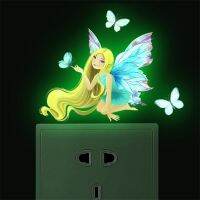 Cartoon fairy butterfly luminous wall switch decoration of princess room