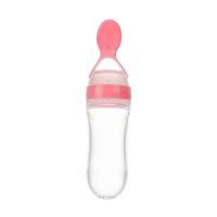 Lovely Safety Infant Baby Silicone Feeding With Spoon Feeder Food Rice Cereal Bottle For Best Gift