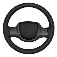 Car Steering Wheel Cover Hand-stitched Black Genuine Leather For Smart Fortwo