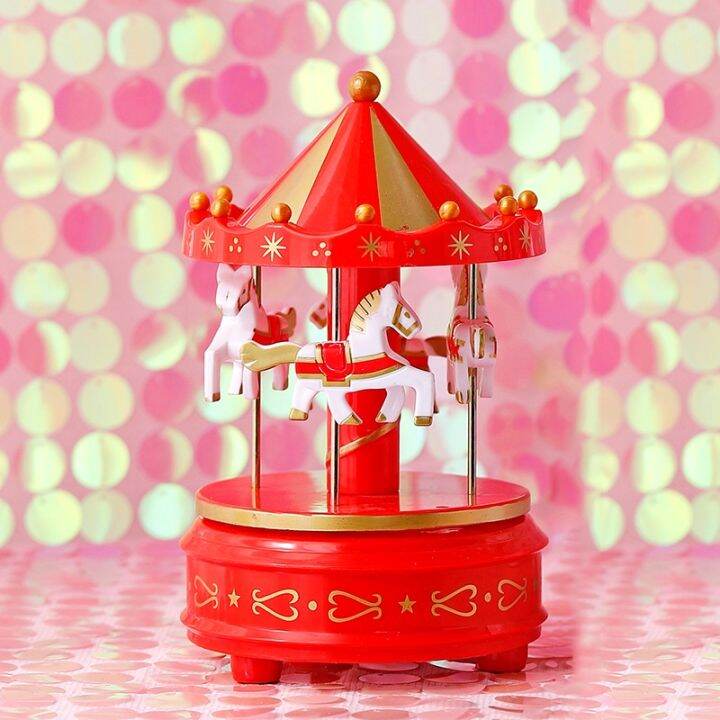 Carousel Music Box Toy Carousel Christmas Villages Box for Gifts Music