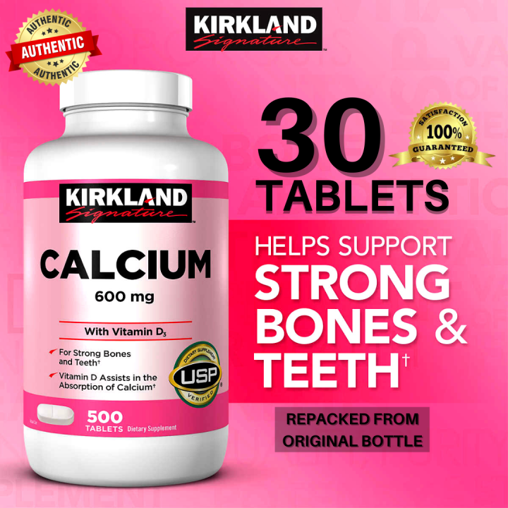 30 Tablets Kirkland Signature Calcium 600mg with Vitamin D3 AUTHENTIC