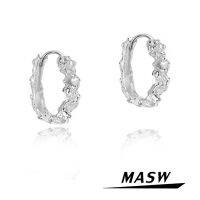 MASW Original Design Small Hoop ต่างหูเครื่องประดับโมเดิร์นคุณภาพสูงทองแดงโลหะเงินต่างหูสำหรับหญิงสาว Gift